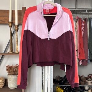 Free People Colorblock Quarter-Zip Pullover